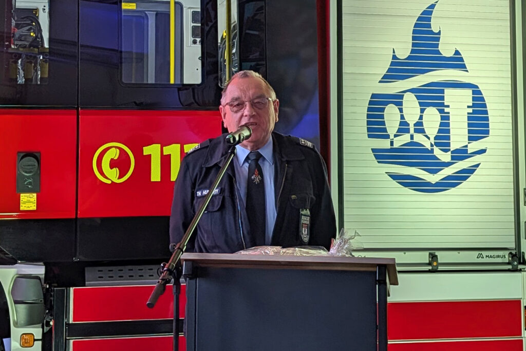 Wehrleiter Huberty bei seiner Ansprache.
